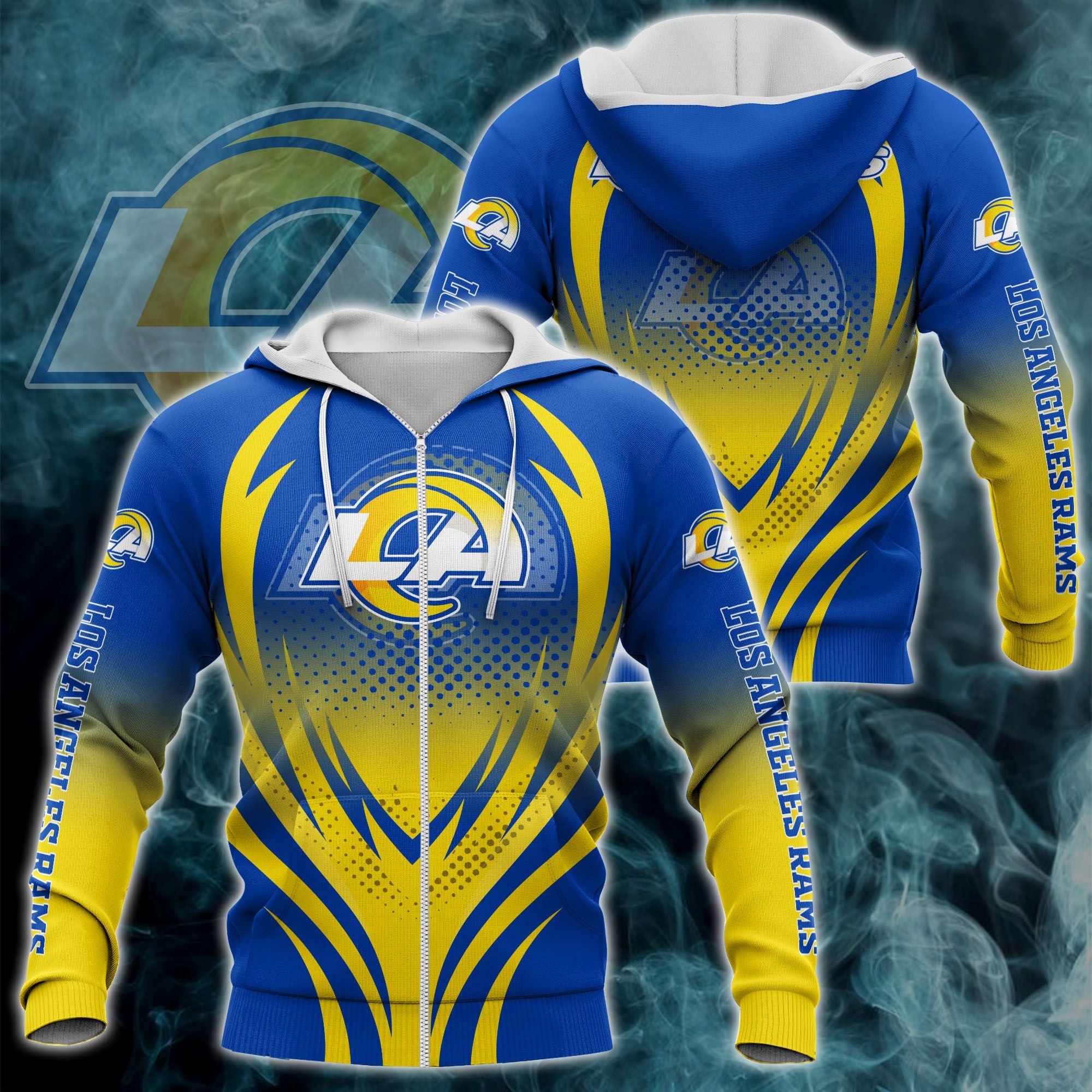 Los Angeles Rams Zipper Hoodie 3D Print H04Fs