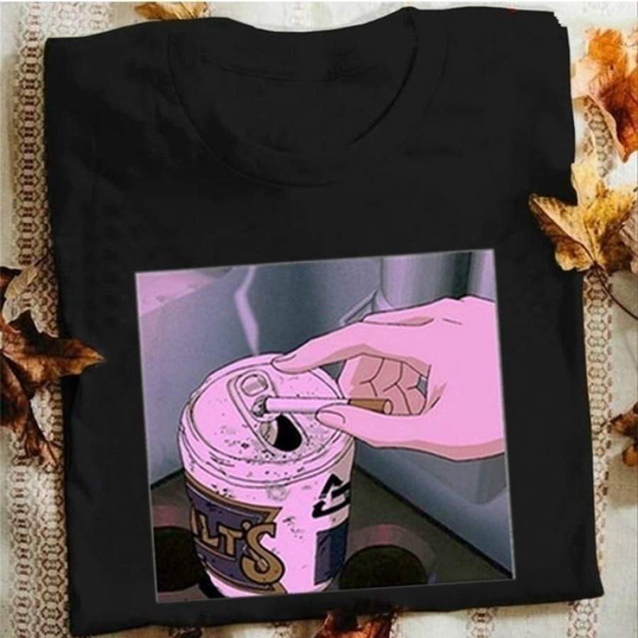 Unisex Fashion Sad Smoker Anime T-Shirt Aesthetic Otaku T-Shirt Casual T Shirts 100% Cotton Funny Gifts Men Shirts S-5Xl