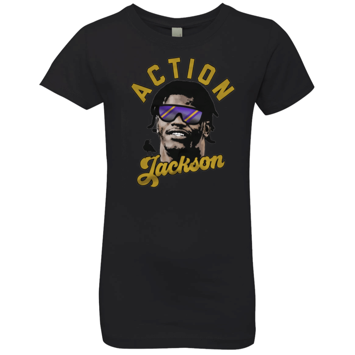 Lamar Jackson Action Jackson Baltimore Ravens Inspired Girls Premium T-Shirt