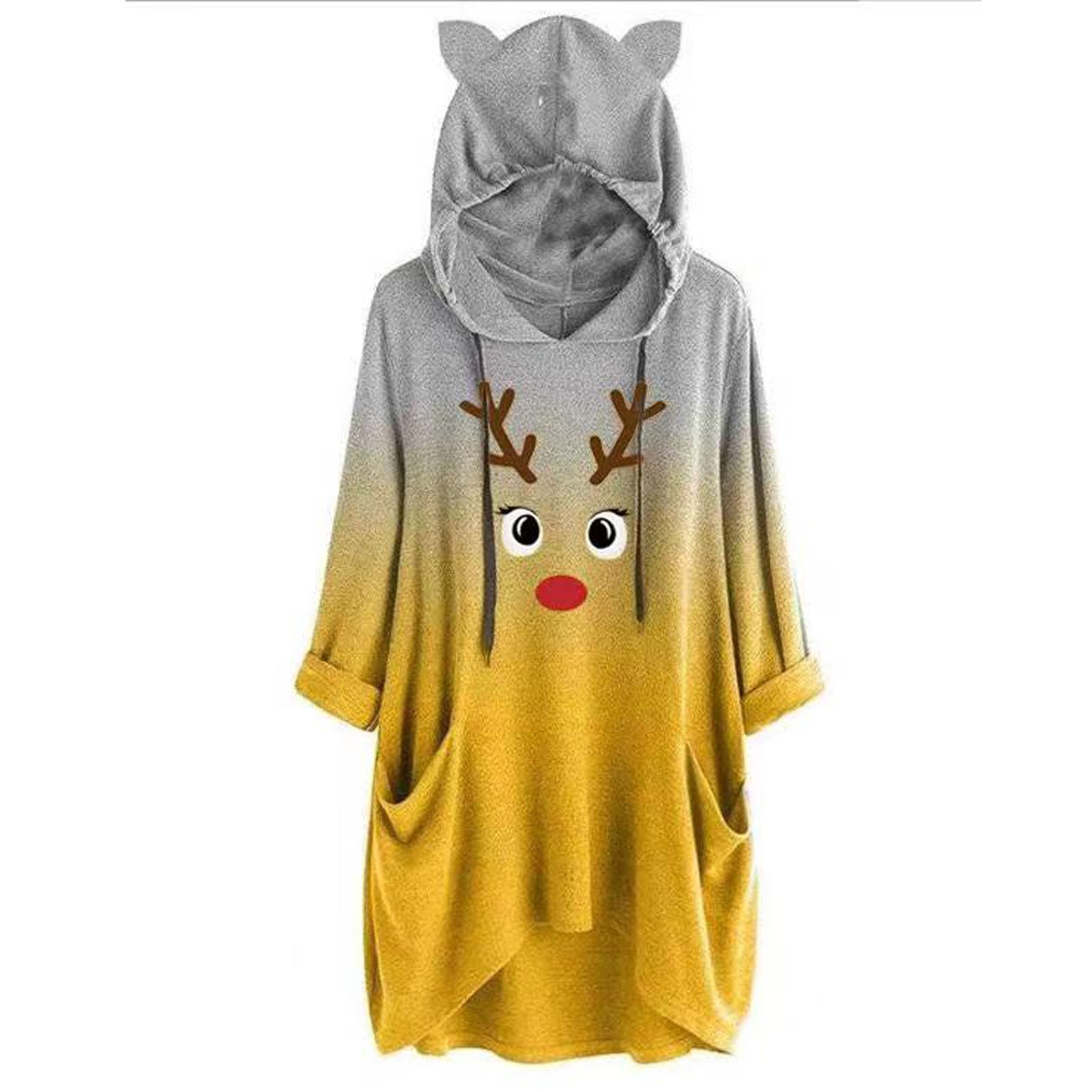 Tie-dye Print Sweatshirts With Rabbit Ears Hoodies Women Sweatshirts Harajuku Cute Oversized Hoodies Aesthetic Poleron Mujer alx