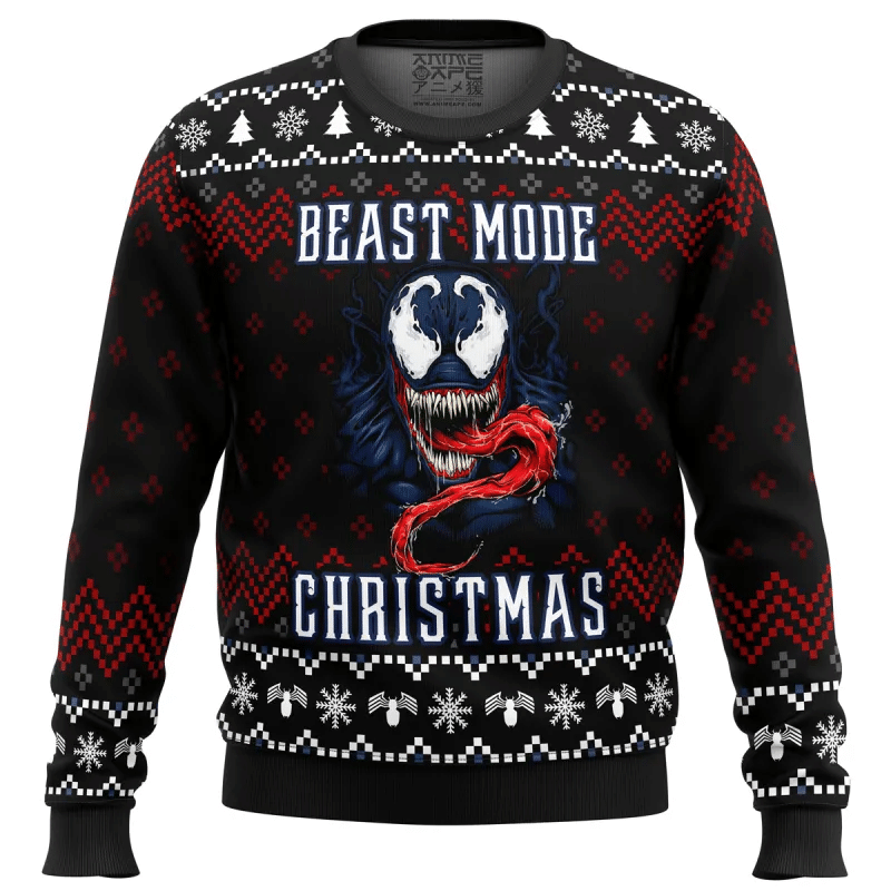 Unifinz Mv Christmas Ugly Sweater Venom Beast Mode Christmas Black Sweater 2022