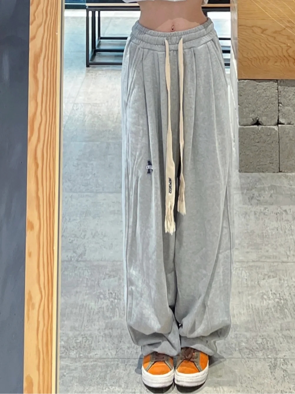 Yitimoky Women Casual Pants Drawstring Vintage Straight Baggy Leg Pants 2022 New Fashion Y2k Streetwear Loose Female Trousers alx