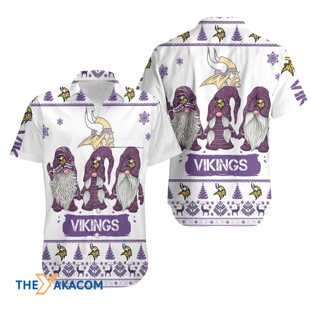 Minnesota Vikings Christmas Gnomes For Fan Gift Short Sleeve Hawaii Shirt Ha20726