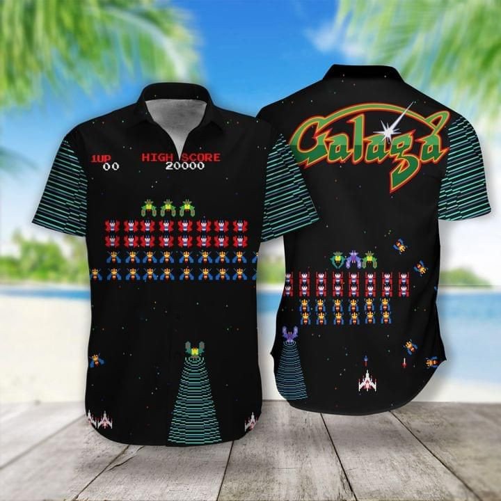 Galaga Gubbi Print Short Sleeve Hawaii Casual Shirt Ha42445