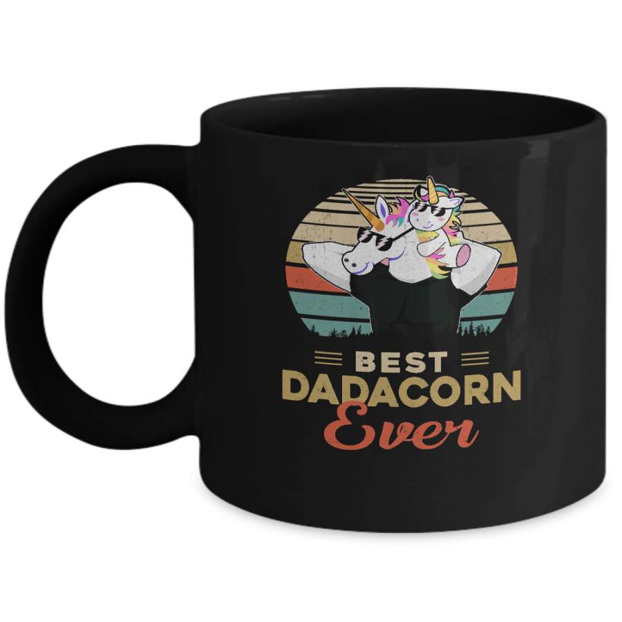 Vintage Best Dadacorn Ever Dad And Baby Unicorn Father’s Day Mug