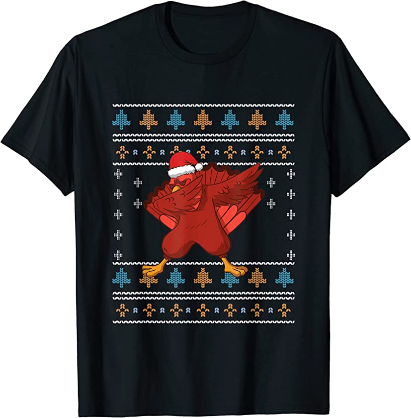 Ugly Christmas Turkey Santa Claus New Year Thanksgiving T-Shirt