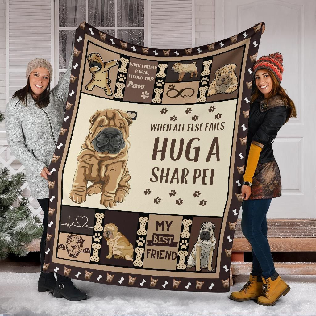 Hug A Shar Pei, Christmas Gift, Dog Lover Blanket