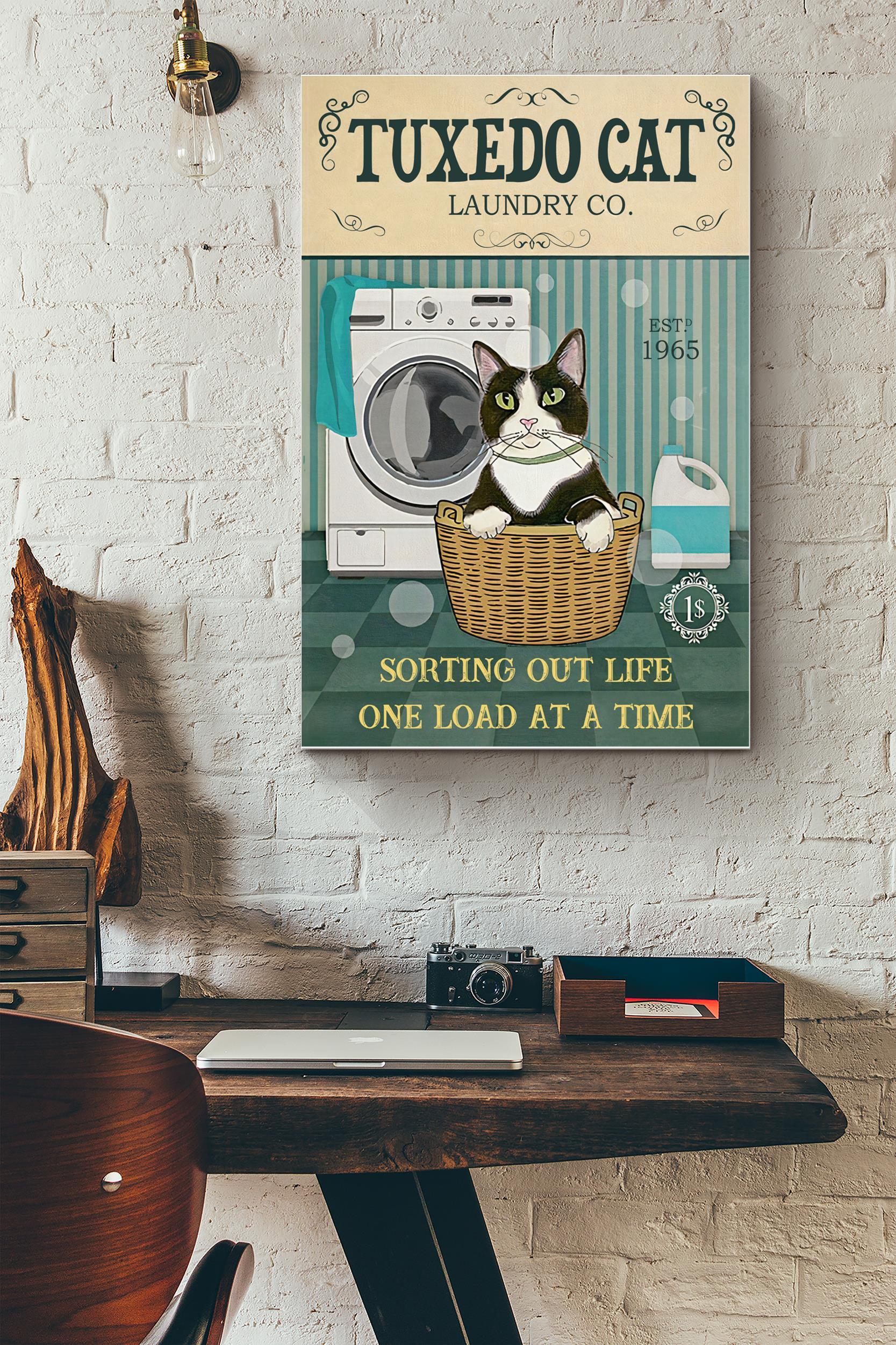 Tuxedo Cat Laundry Co. Poster – Animal Wall Art – Gift For Cat Lover, Bathroom Decor, Cat Foster, Home Decor (Unframed) Poster