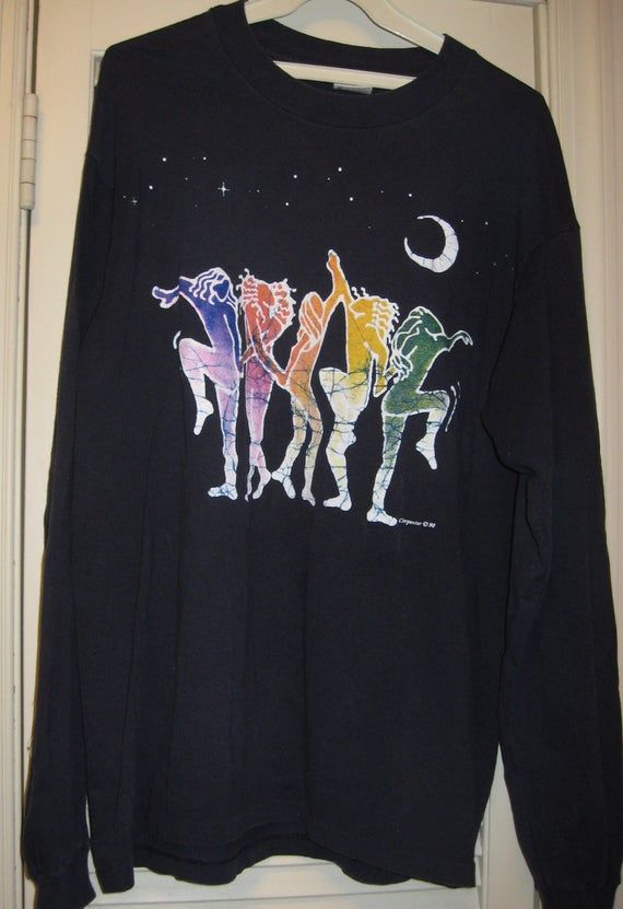 Women Dancing Under Moon and Stars Long Sleeve Tee Vintage