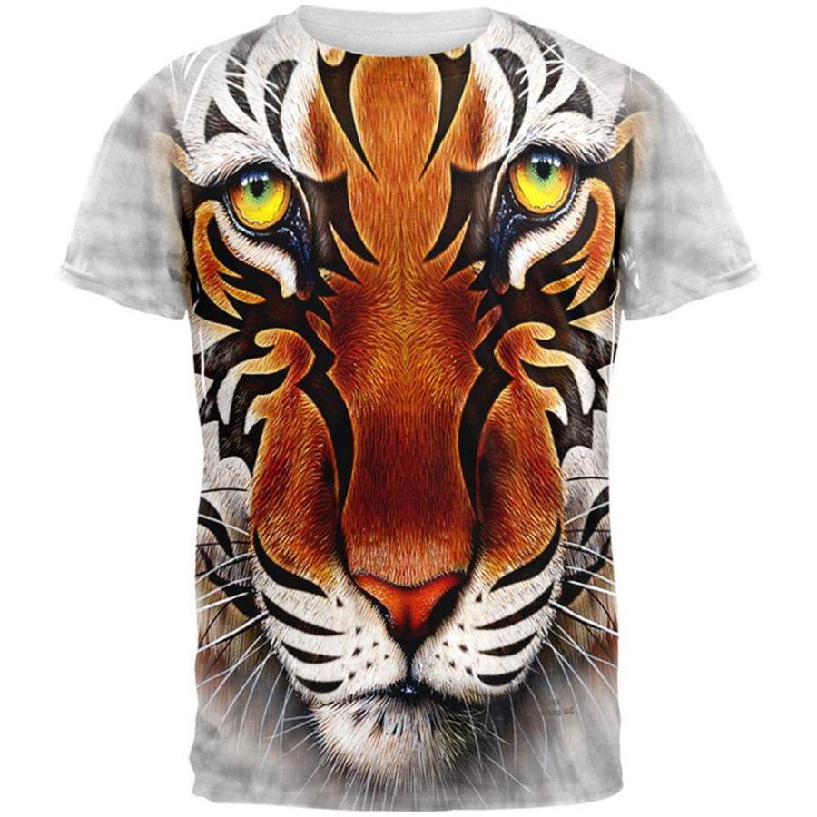 Tribal Tiger All Over Adult T-Shirt