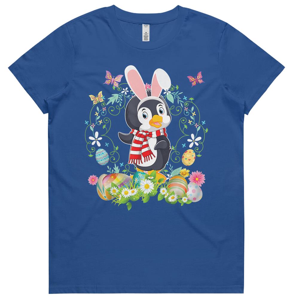 Bunny Penguin Happy Easter Day Lover Egg Hunt Lovely Cute Womens Tshirts