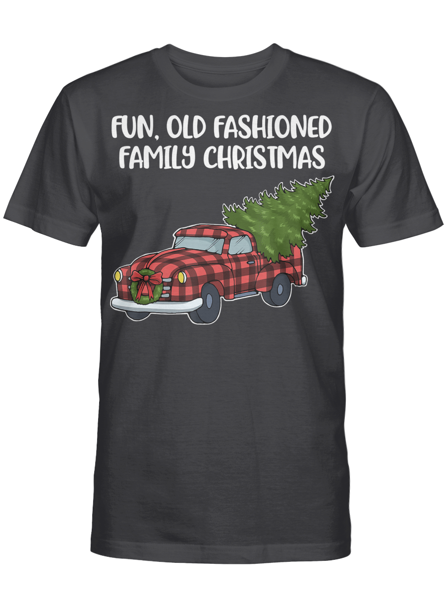 AmazeStyleZ Santa’s Reindeer, Ugly Christmas Sweater, Christmas Gift Ideas, Family Christmas Shirt Fun Old Fashioned Tree Oldtimer Truck T-Shirt