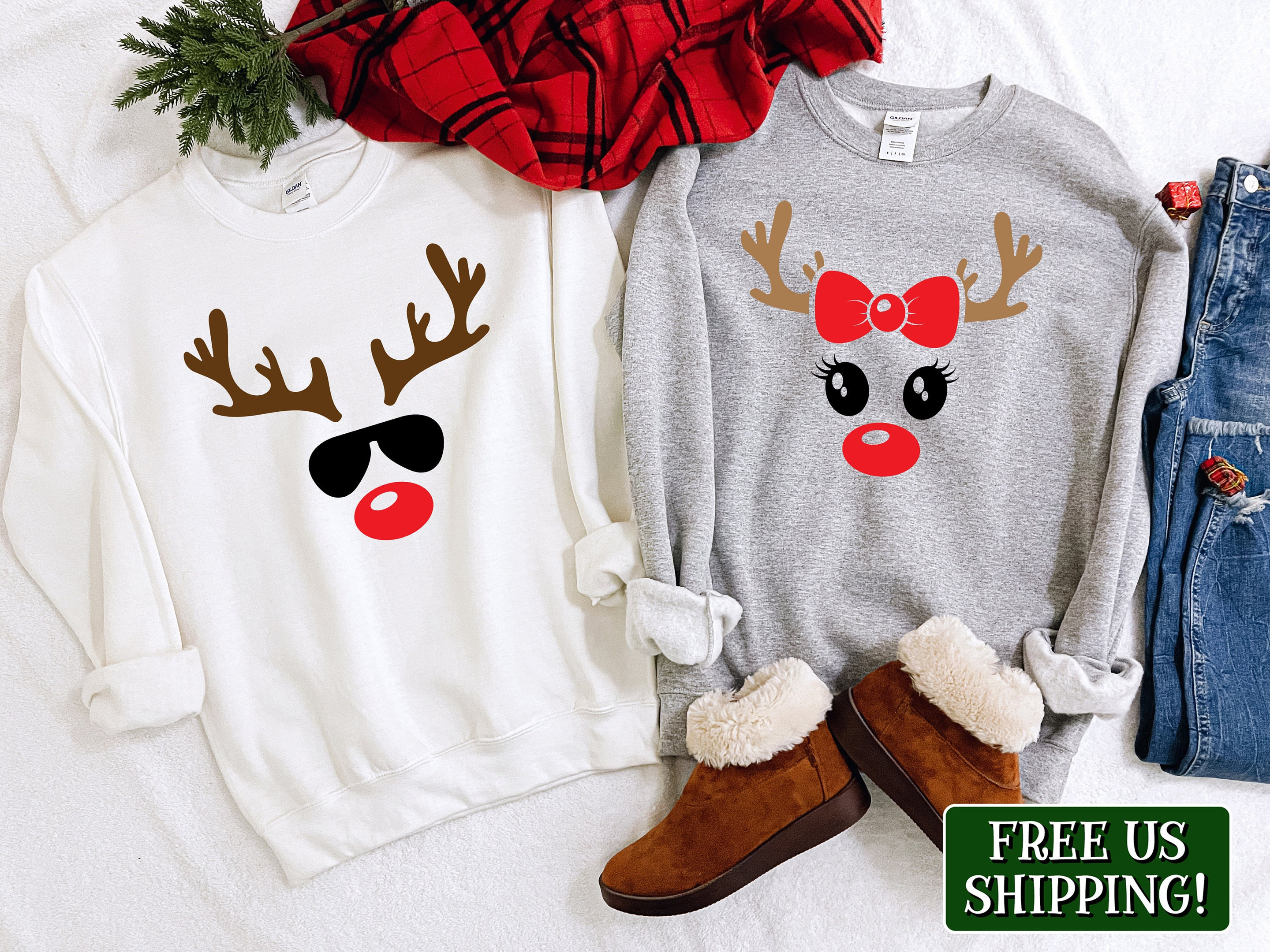 Couple Shirts Funny Reindeer Matching Couple, Valentine Gifts, Christmas Gift Graphic Unisex T Shirt, Sweatshirt, Hoodie Size S – 5Xl