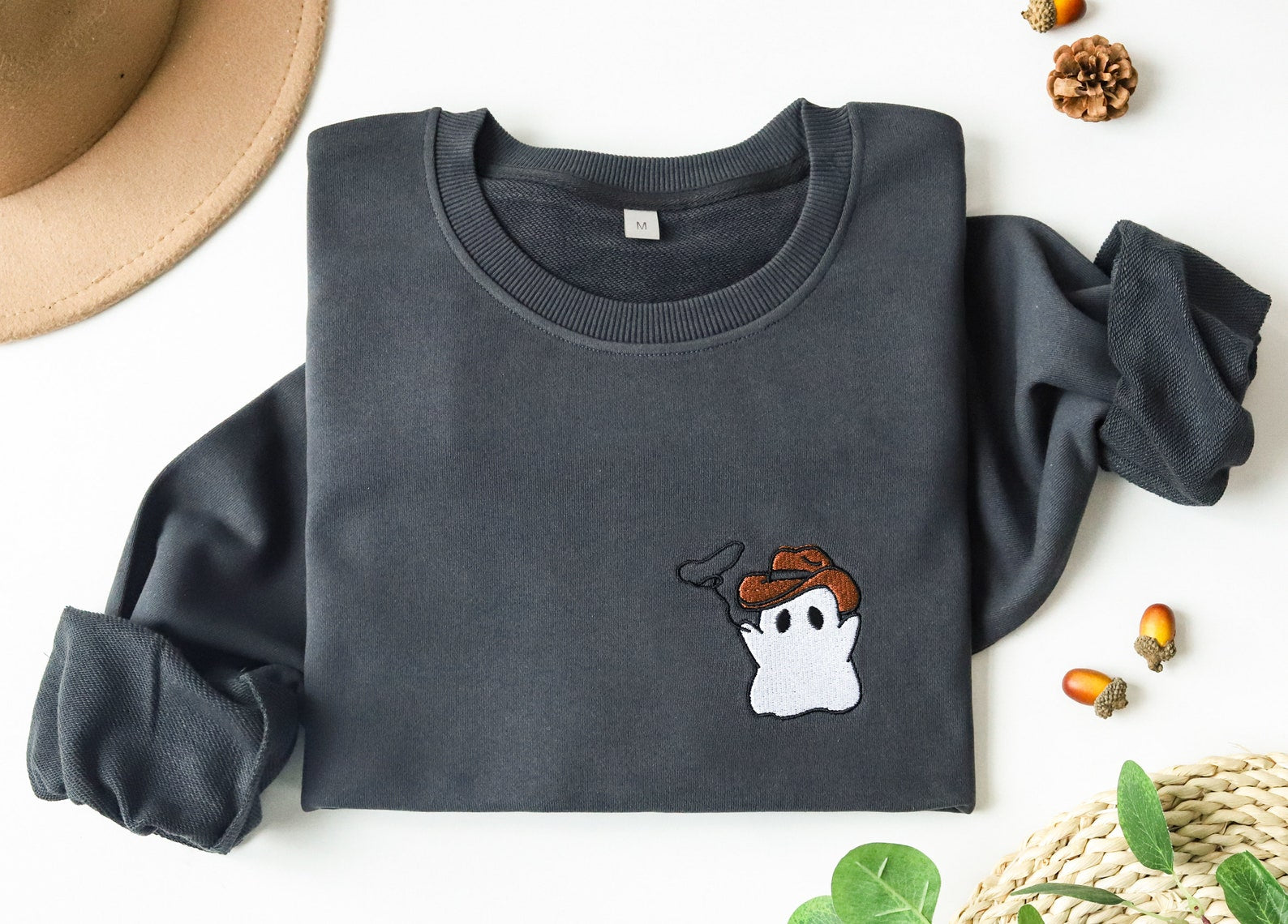 Cowboy Ghost Embroidery Sweatshirt 2D Crewneck Sweatshirt All Over Print Sweatshirt For Women Sweatshirt For Men Sws2445