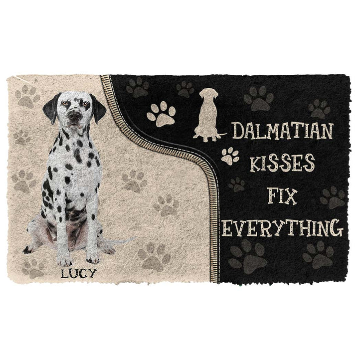 Waybackapparel Dalmatian Kisses Fix Anything Custom Name 3D Doormat