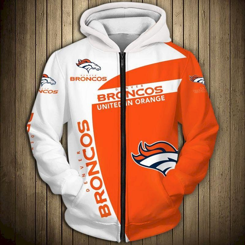 Denver Broncos Hoodie 3D Broncos United In Orange Custom