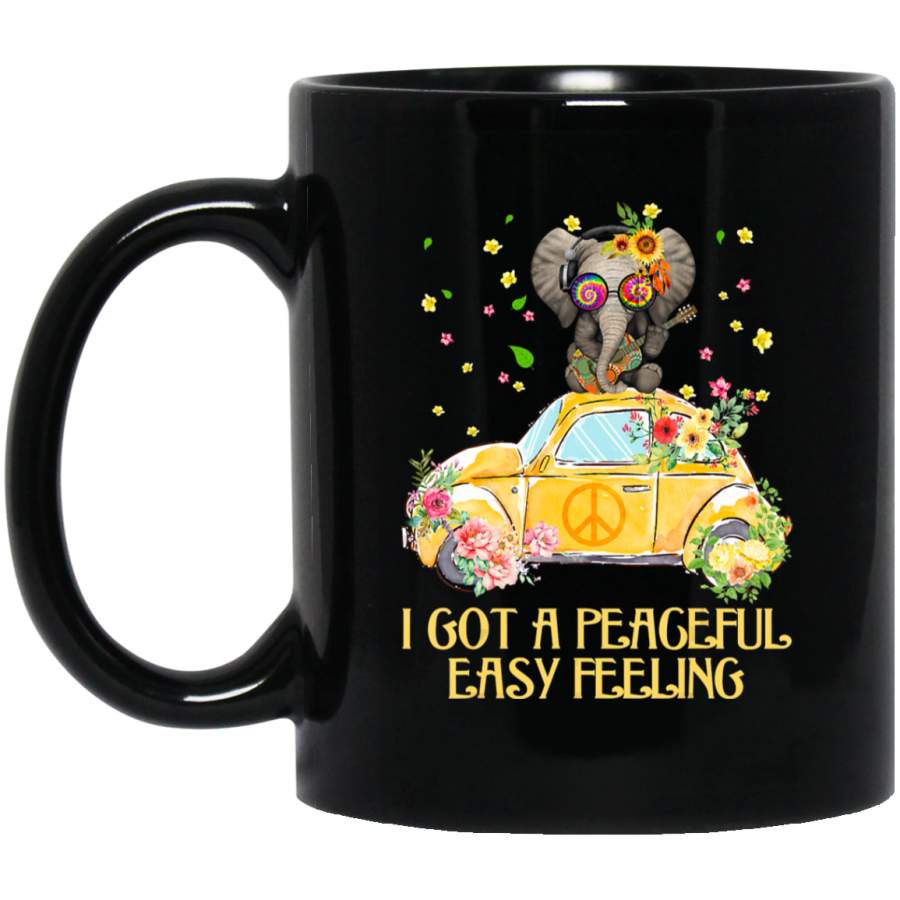 I Got A Peaceful Easy Feeling Funny Elephant Hippie Coffee Mug