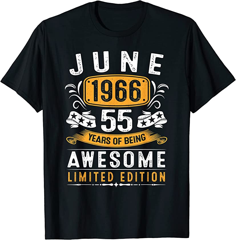 55th Birthday Gift Vintage June 1966 Men Women 55 Year Old T-Shirt