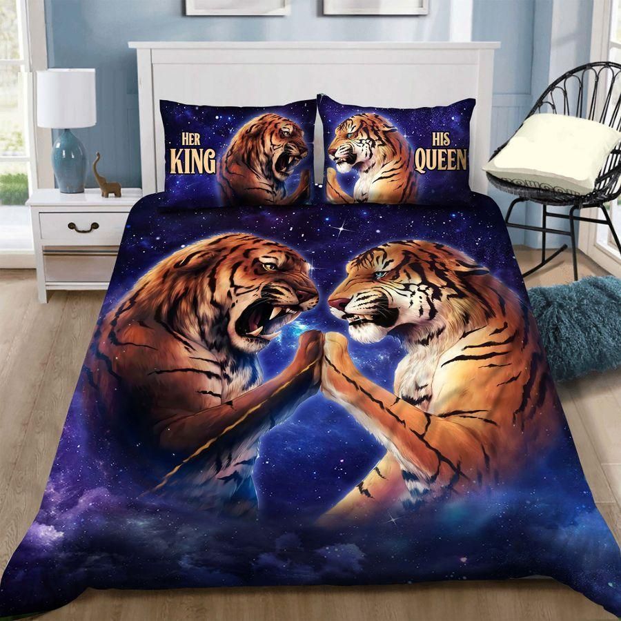 3D Tiger His Side Her Side Couple Cotton Bed Sheets Spread Comforter Duvet Cover Bedding Sets