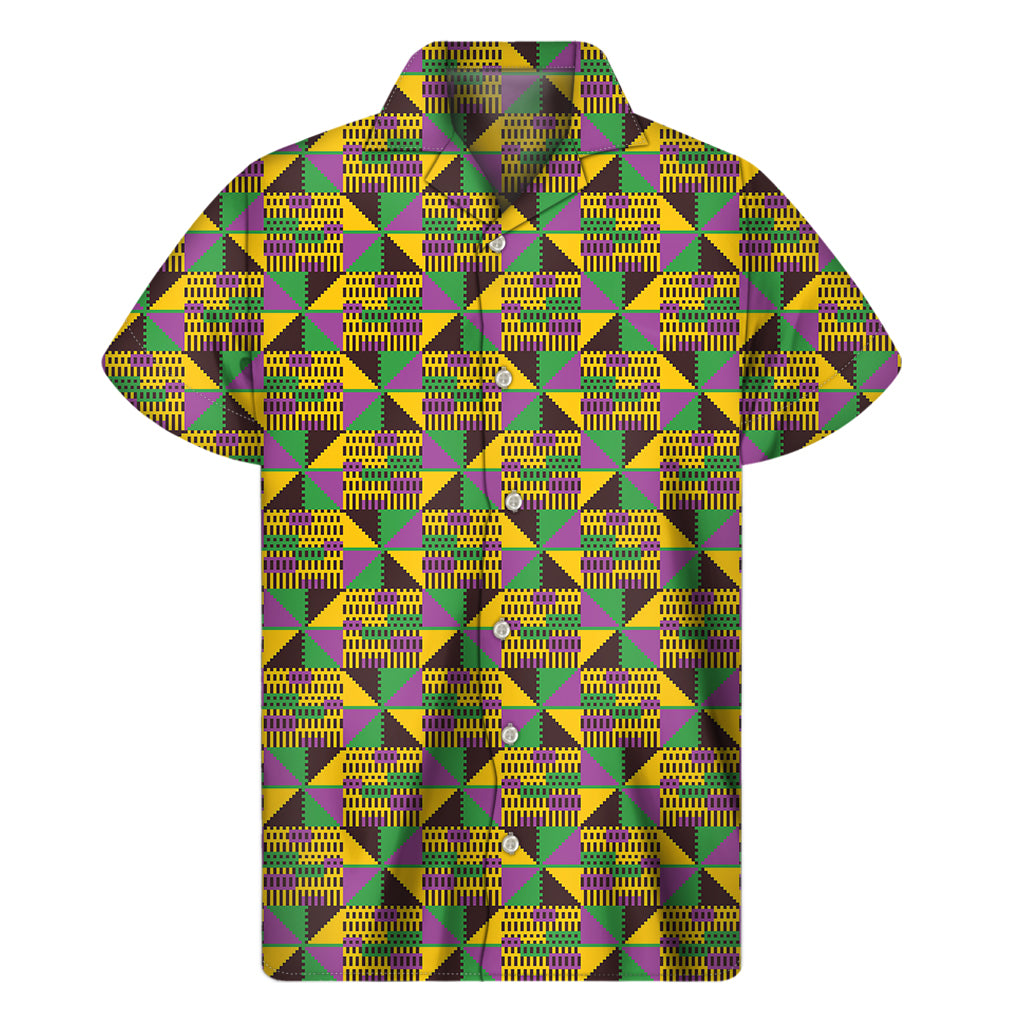 African Kente Pattern Print Men’S Short Sleeve Shirt