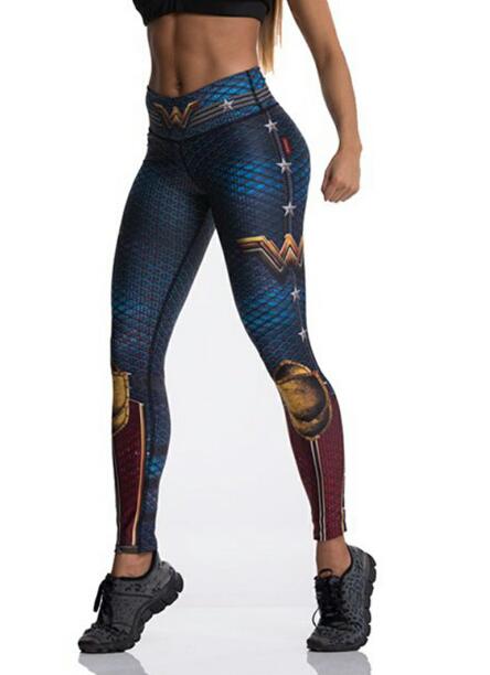 Tibetan Blue Captain Fight Push Up Workout Leggings High Waist