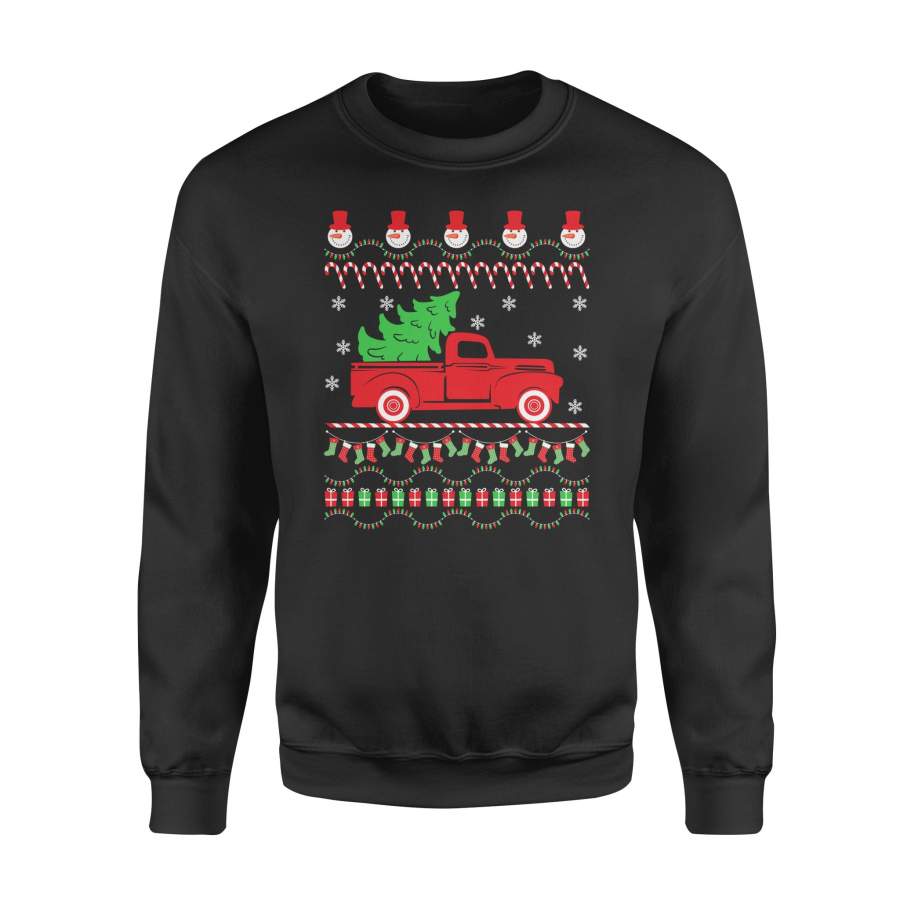 Ugly Christmas Merry Christmas Truck Tree T Shirt – Standard Fleece Sweatshirt