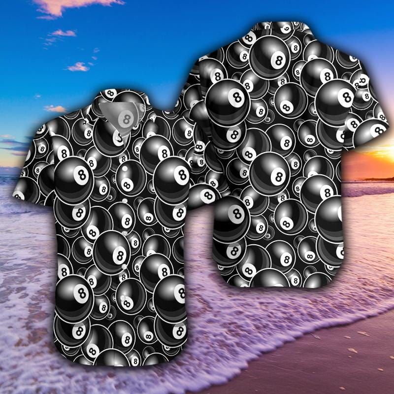 B&W 8 Ball Billiard Unisex Hawaiian Shirts