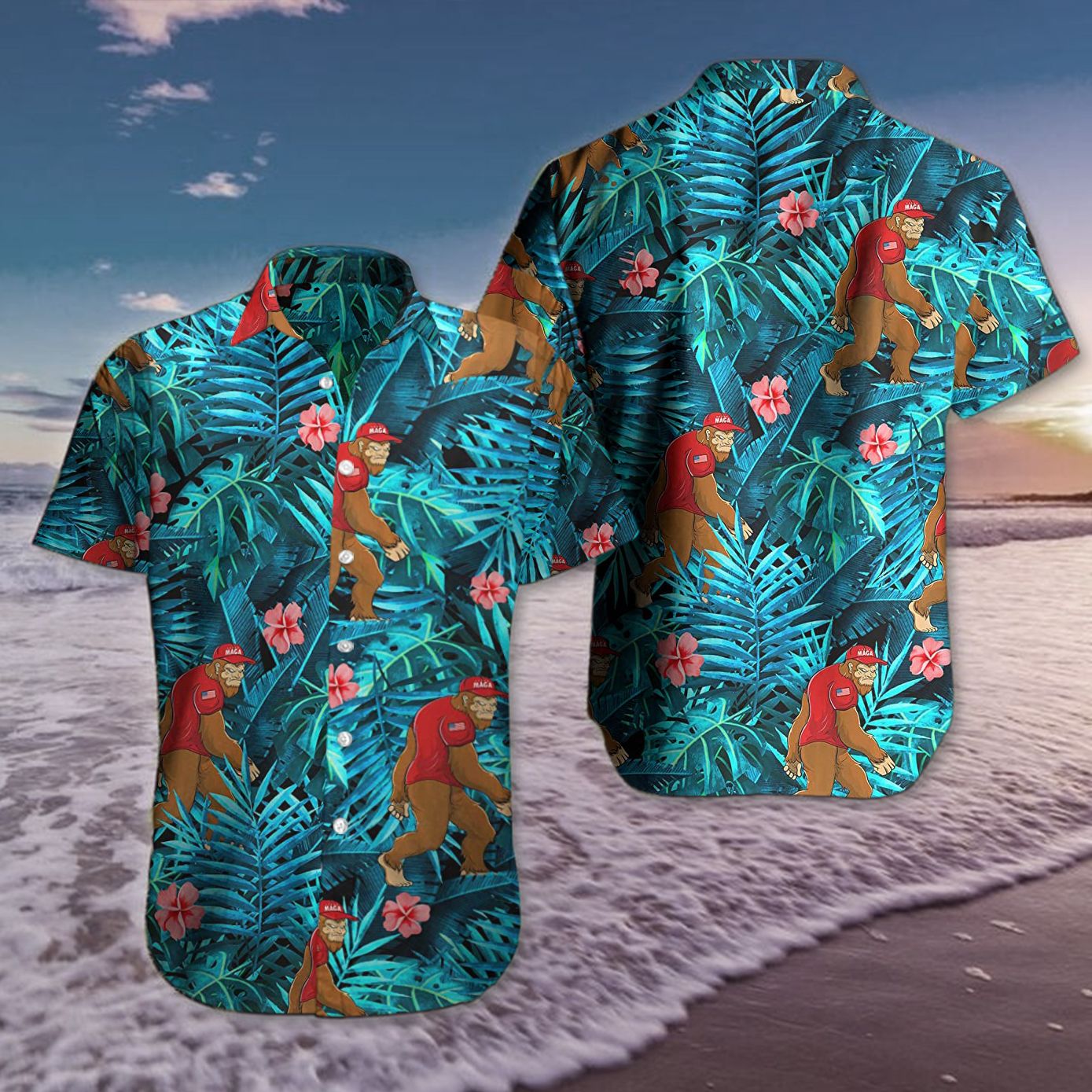 Bigfoot Palm Leaves Hawaii Shirt Family Beach Vacation Shirts Summer Gift Ideas For Ha60692