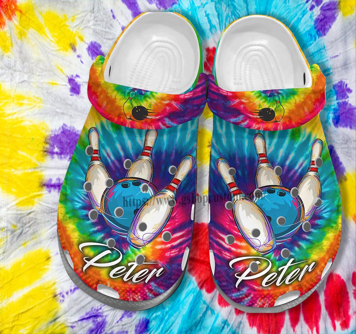 Hippie Bowling Team Crocs Shoes For Men Women- Rainbow Bowling Shoes Croc Clogs Customize Name- Cr-Ne0219