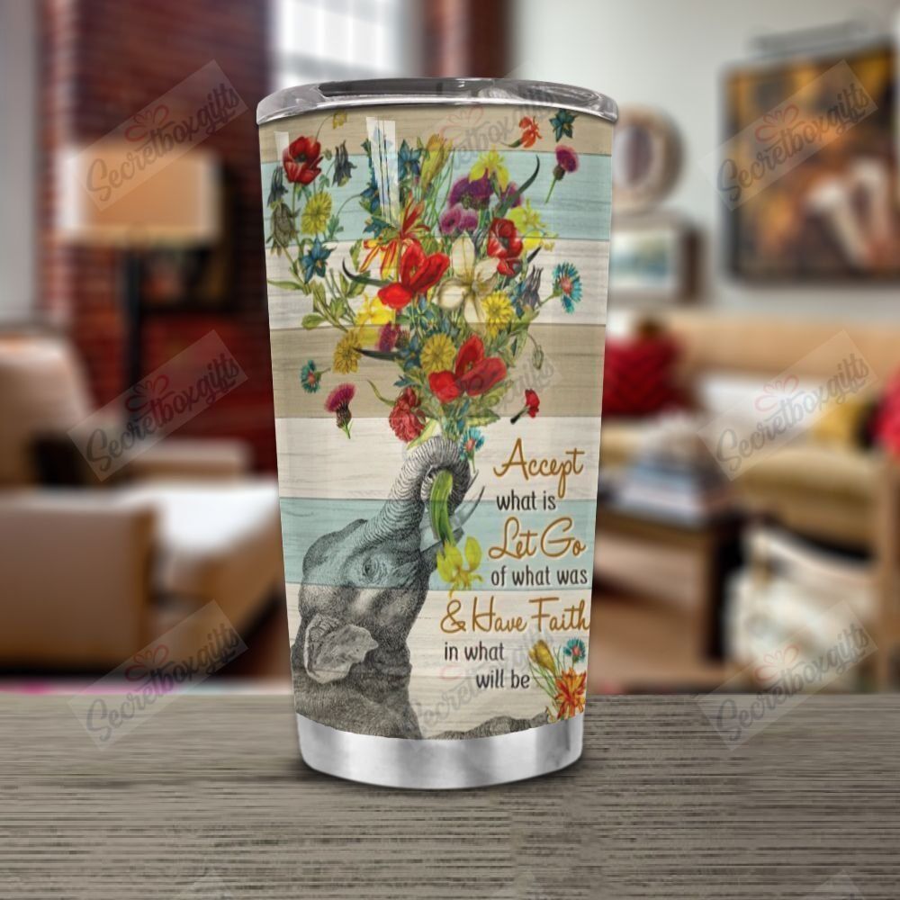 Personalized Elephant Flowers Awesome Gs-Cl-Ml0604 Stainless Steel Tumbler Travel Customize Name, Text, Number, Image