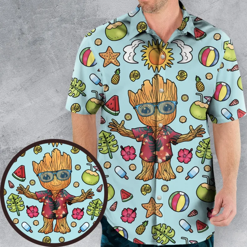 Summer Galaxy Groot Hawaiian Shirt