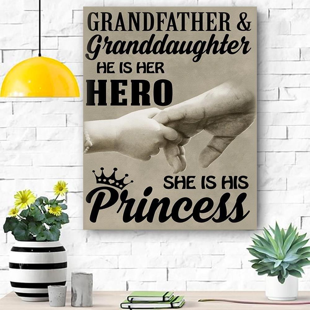 Family Canvas Print Wall Art – Grandfather And Granddaughter – Matte Canvas