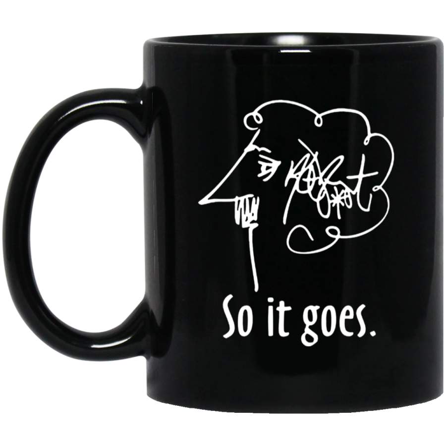 Kurt Vonnegut Head And Signature So It Goes 11 oz Mug