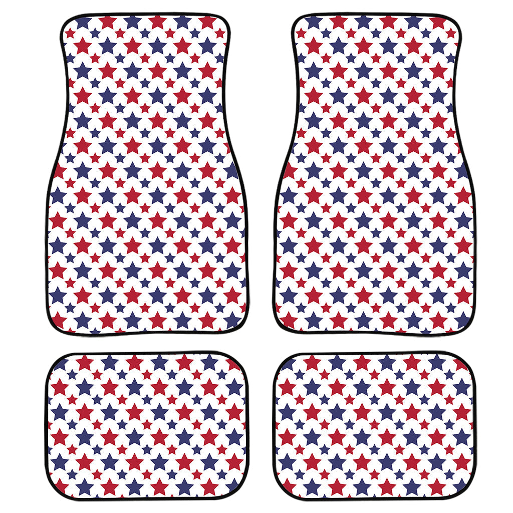 Red And Blue American Star Pattern Print Front And Back Car Floor Mats, Front Car Mat