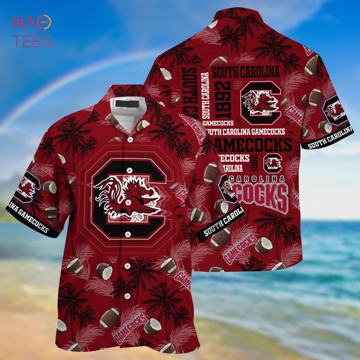 NCCA South Carolina Gamecocks Coconut Garnet Hawaiian Shirt