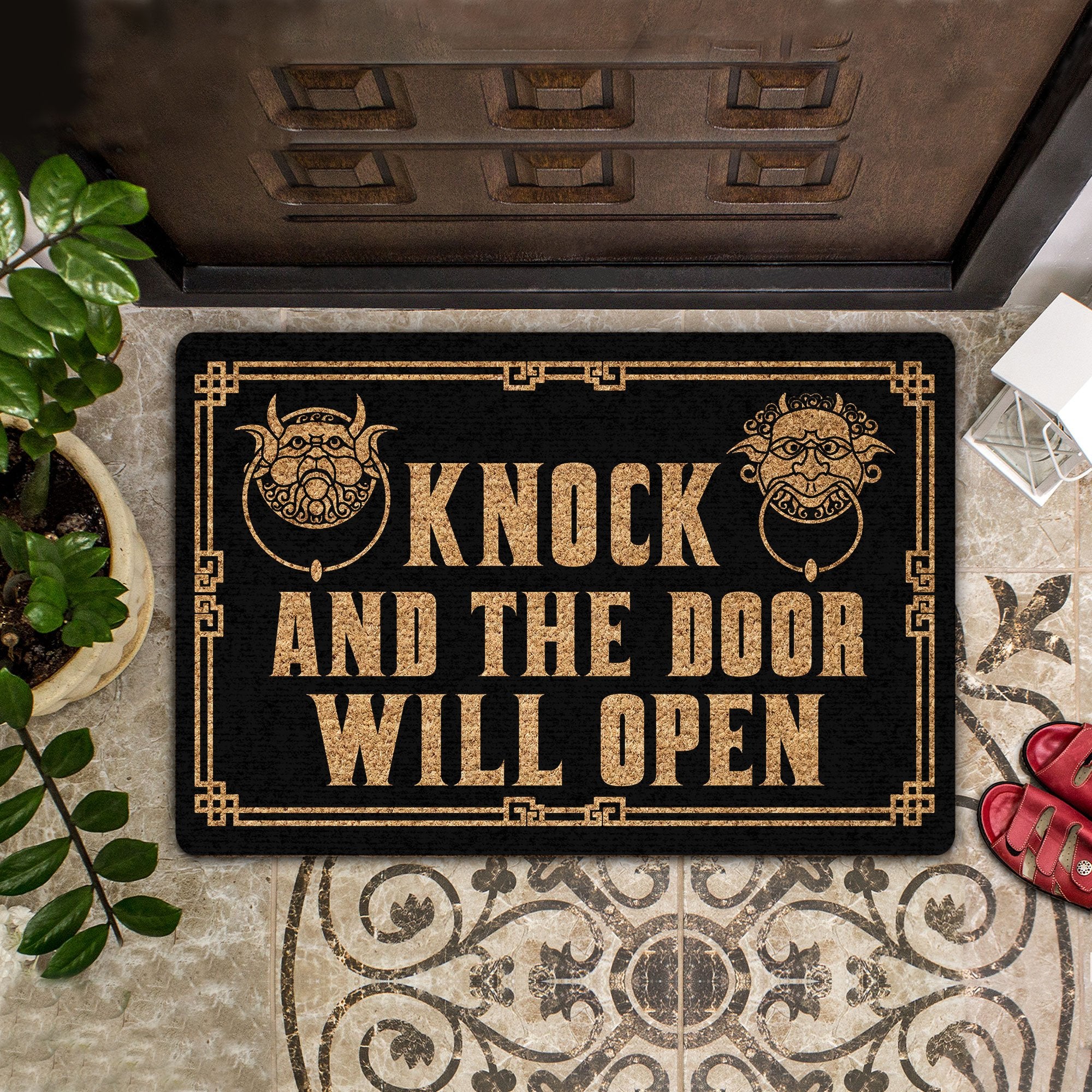 Knock The Door Will Open All Over Printing Doormat Pre2081