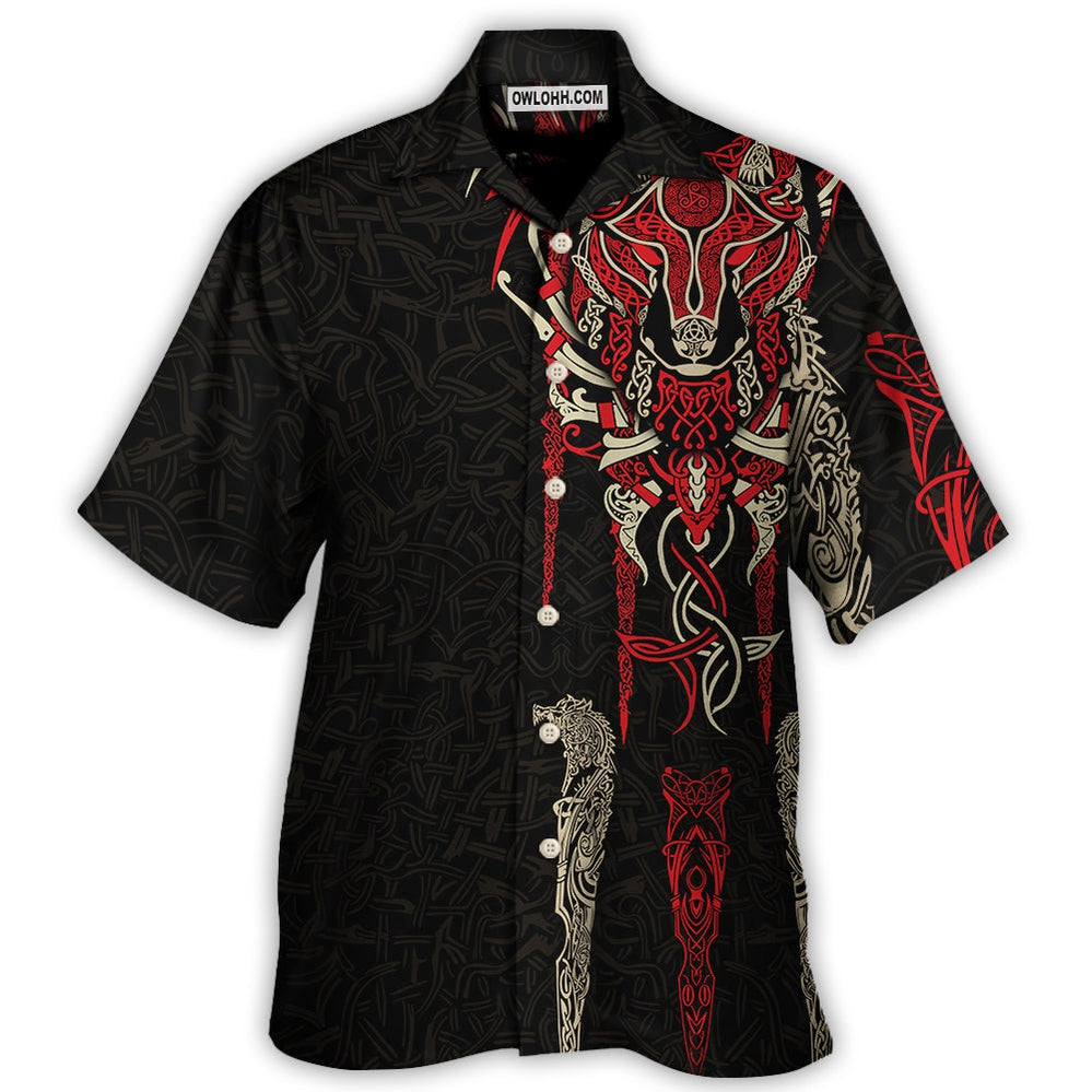 Viking Fenrir Wolf Head Norse Celtic – Hawaiian Shirt  – Owl Ohh