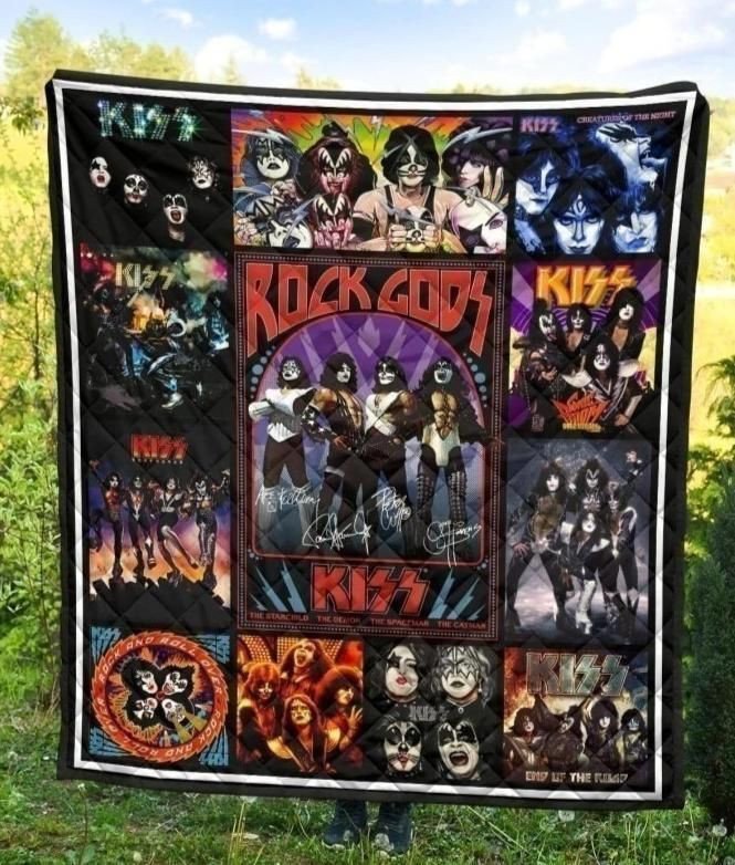 Kiss Band Rock Gods Signature For Music Fan Gift Idea Quilt Blanket