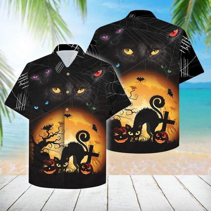 Black Cat Halloween Hawaii Shirt Ha5977