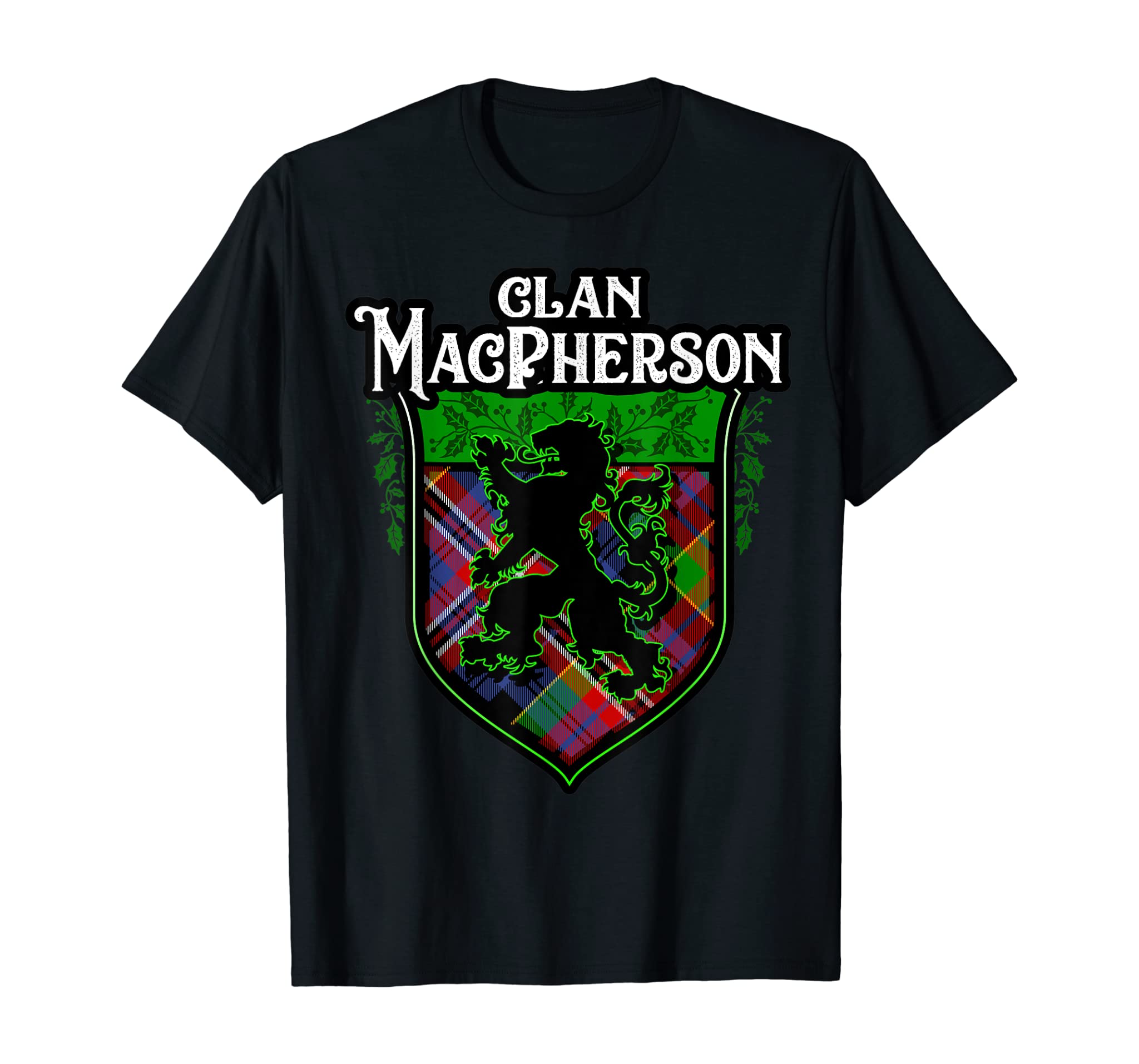 Clan MacPherson Surname Scottish Tartan Lion Rampant Crest T-Shirt