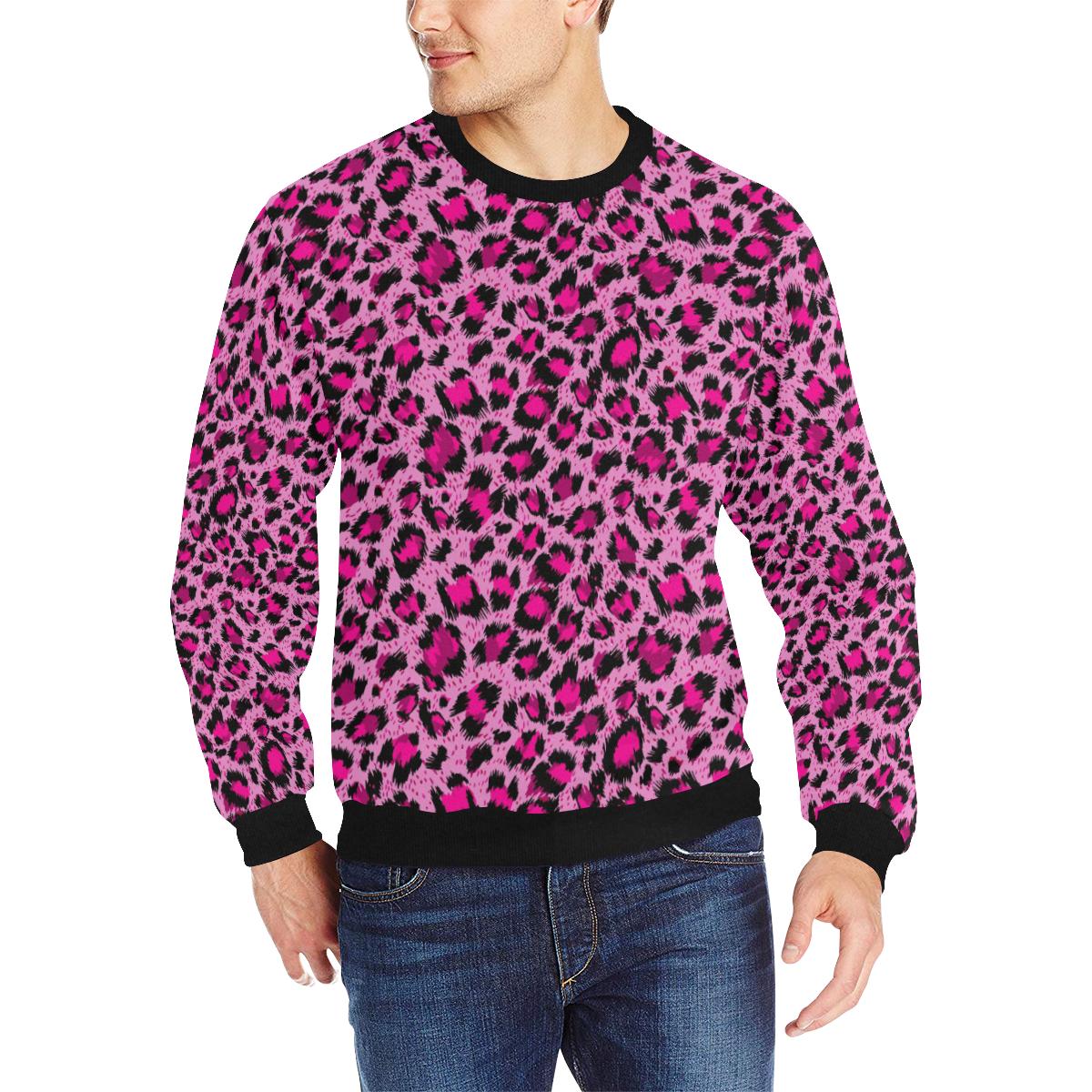 Pink Leopard Skin texture Pattern Men’s Crew Neck Sweatshirt