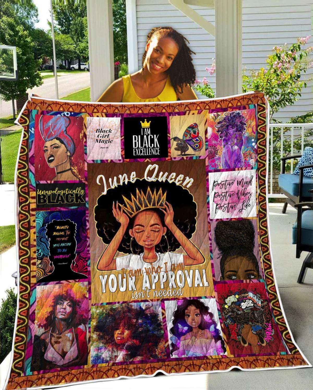 African American Quilt Designs June Black Queen Quilt Pretty Black Afro Lady African Style Gift Idea