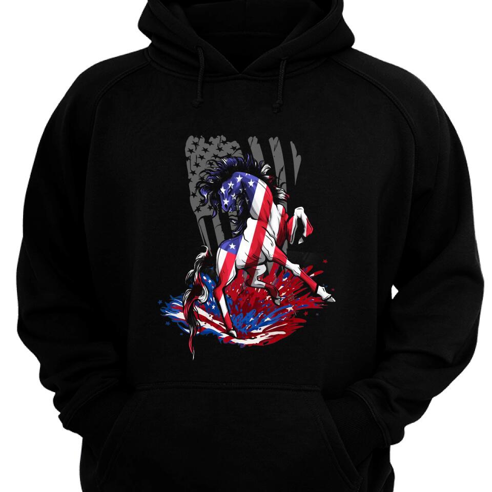 Horse American Flag, Best Gift For Horse Lovers Hoodie