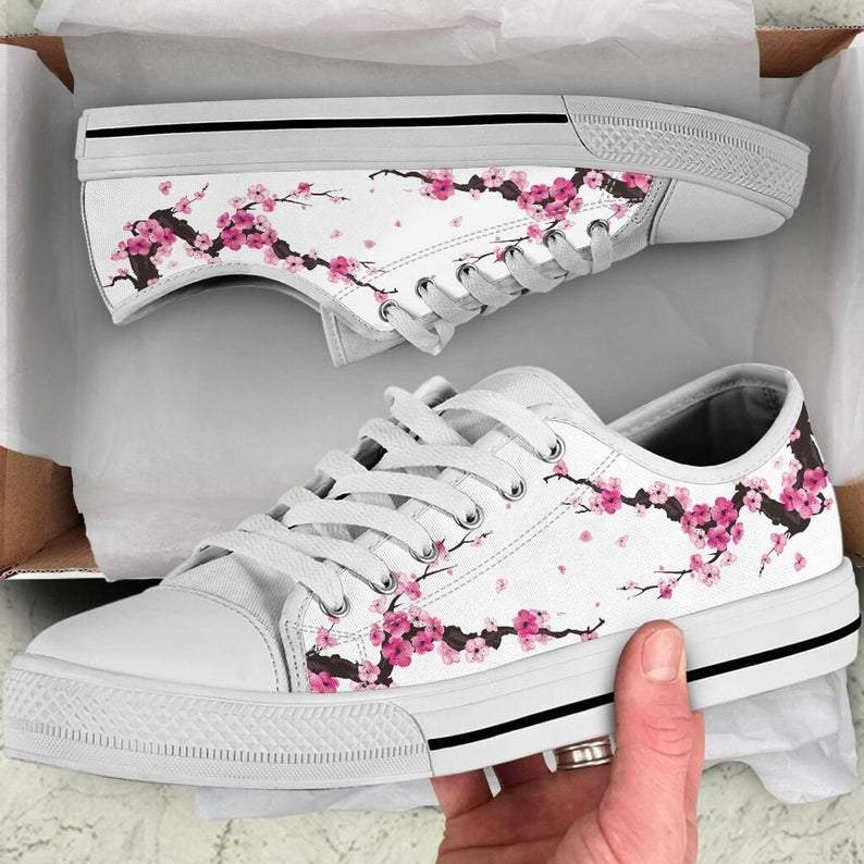 Japanese Sakura Cherry Blossom Low Top Shoes 41 Sneakers For Adults, Floral Sneaker, Low Top Shoes, Converse Style, Flower Shoes