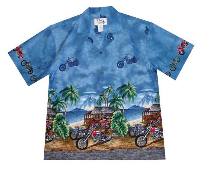 Motorcycle Blue Nice Design Hawaii Shirt Ha20407