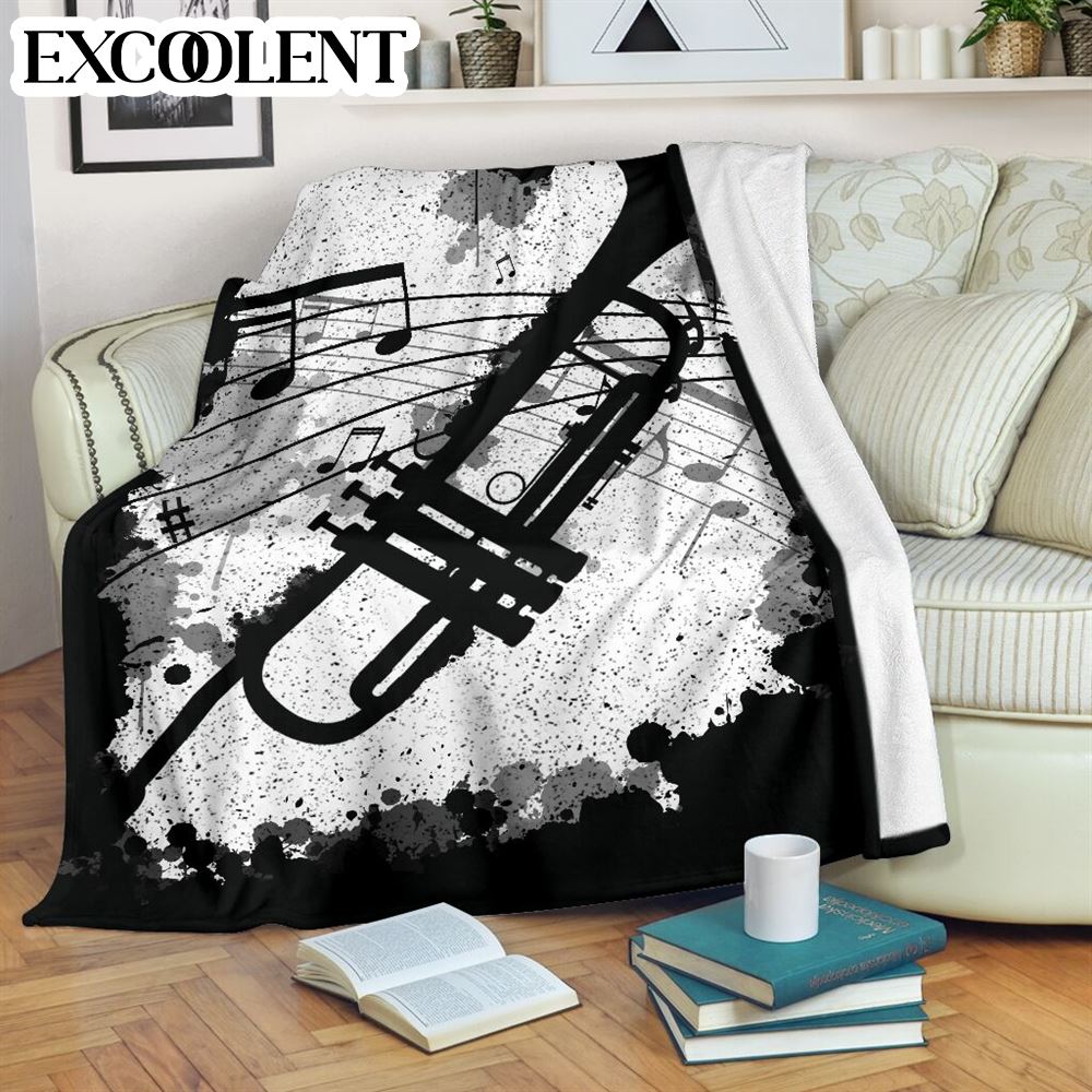 Peckshirt Trumpet Dirty Fleece Throw Blanket - Blankets For The Bed - Soft Lightweight Blanket - Print In Your Way