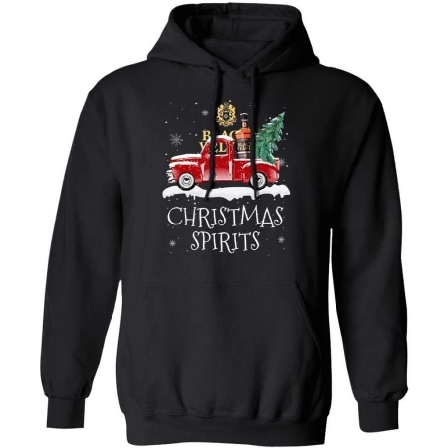 Christmas Spirits Black Velvet Hoodie Whisky On Red Truck Xmas Gift VA10