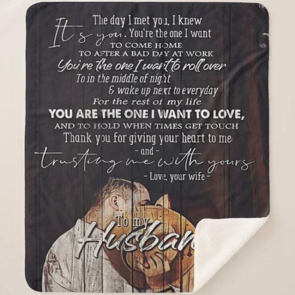 To My Husband You Are The One I Want To Roll Over Fleece Blanket Gift For Husband From Wife Home Decor Bedding Couch Sofa Soft And Comfy Cozy