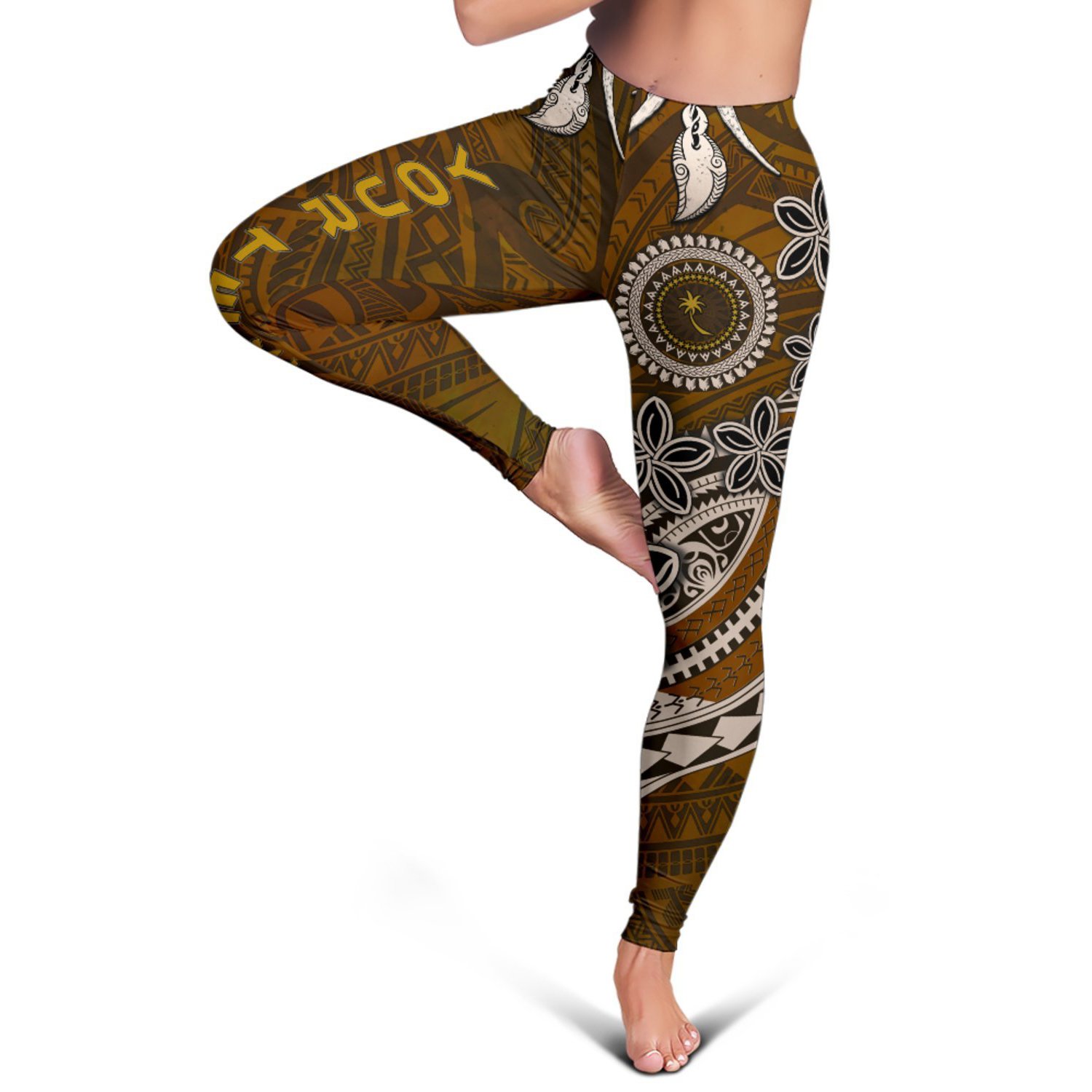 Chuuk Custom Personalised Women’s Leggings – Polynesian Boar Tusk – BN39