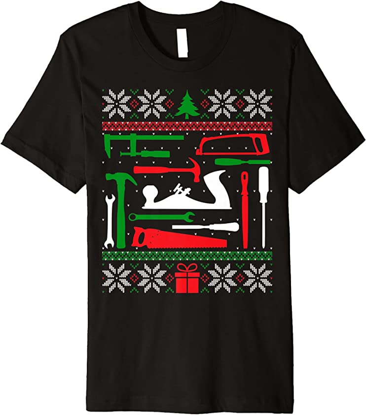 Woodworking Cabinetmaker Carpenter Matching Ugly Christmas Premium T-Shirt